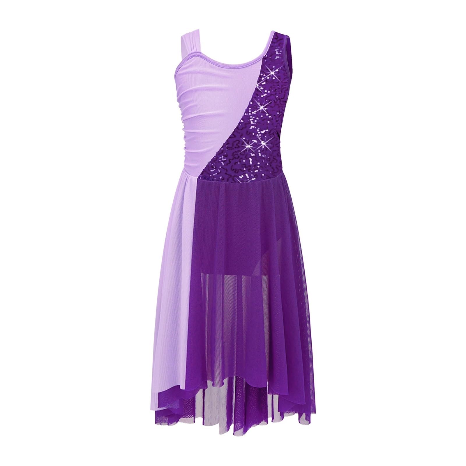 Vestido De Patinaje ArtíStico Vestido de baile lírico con lentejuelas for niñas, vestido de tutú de ballet for niños, leotardo de gimnasia, baile de salón, ropa de actuación de baile moderno Para Artí