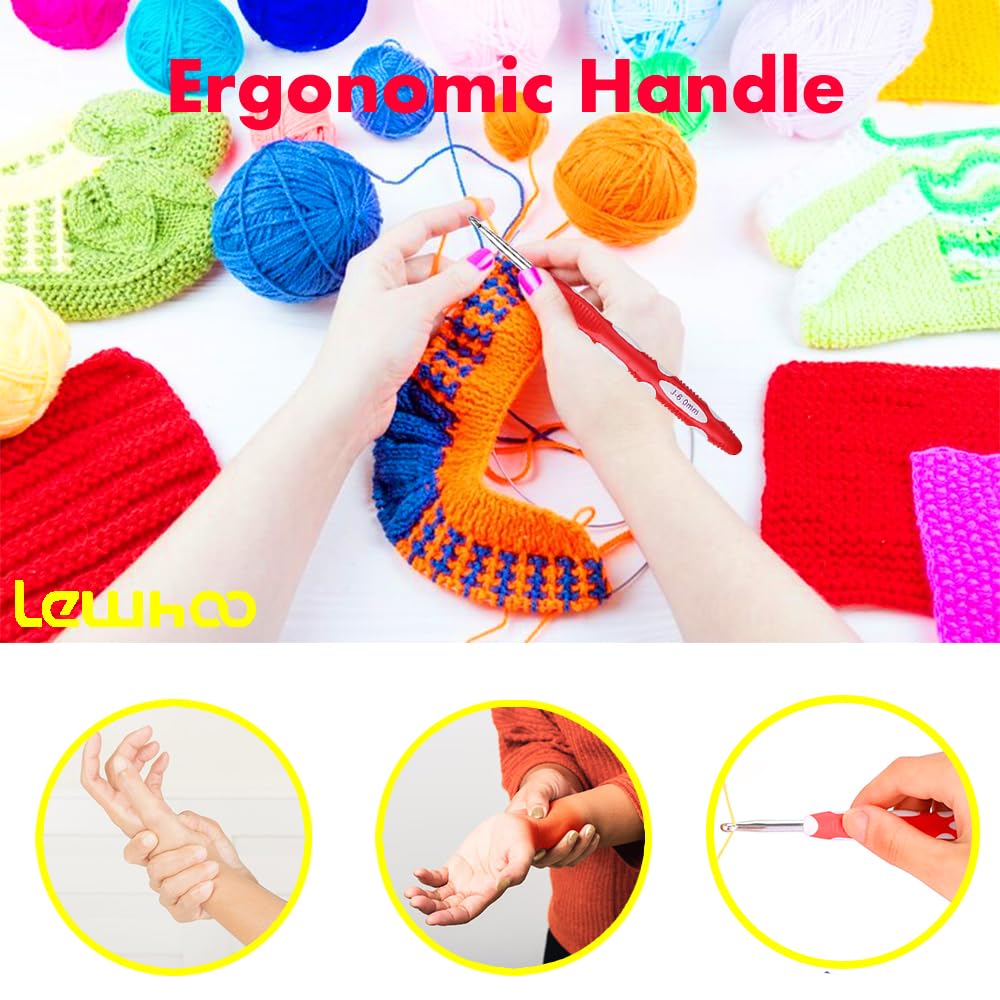 Ganchos ergonómicos de ganchillo, juego de ganchos de ganchillo para manos artríticas, tamaño de 0,8 mm a 6,0 mm