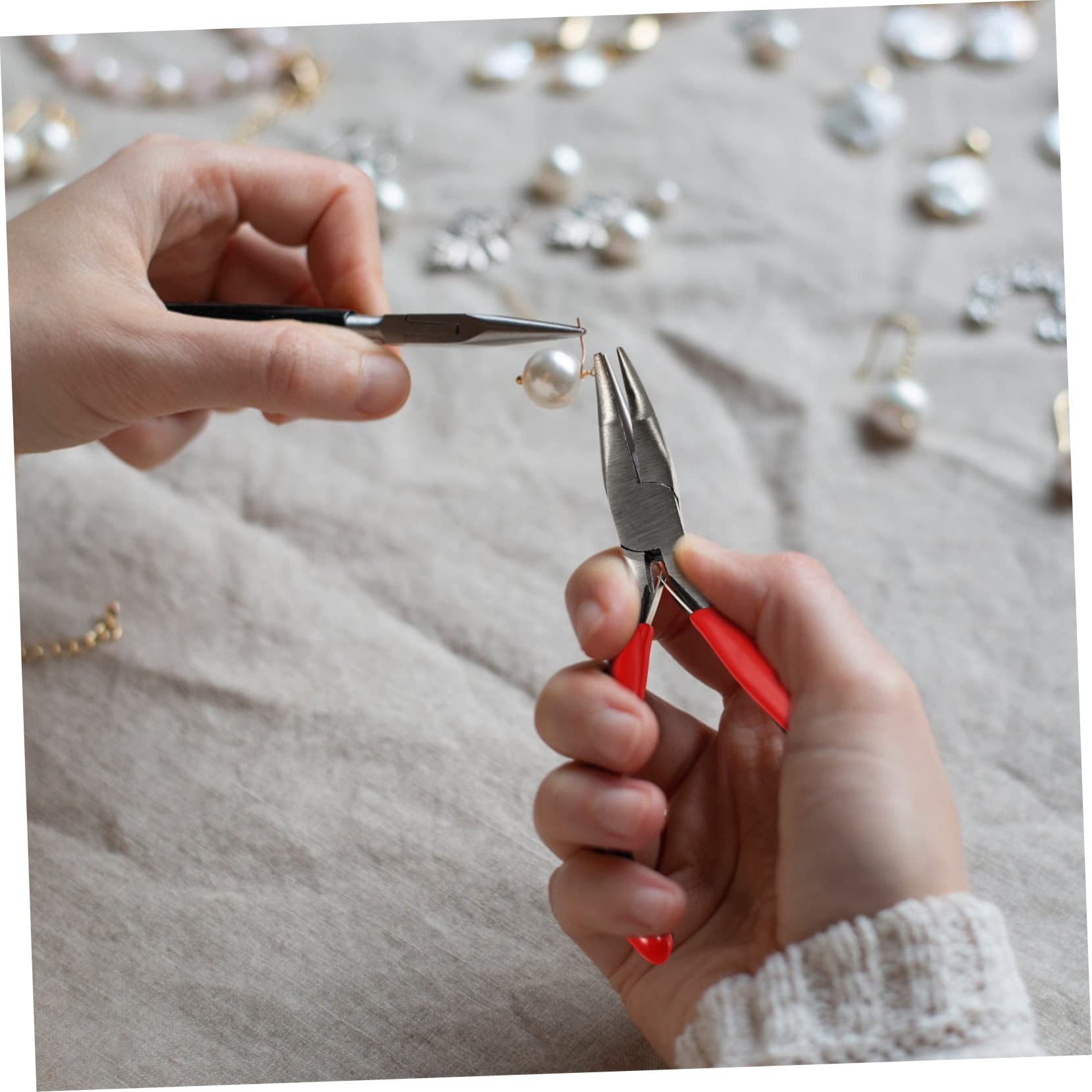 Lurrose 4 Pz Pinze a becco d'ago a gomito pinza per gioielli tronchese pinze a becchi piegati a catena pinza tagliafili per bigiotteria per avvolgere il filo per gioielli