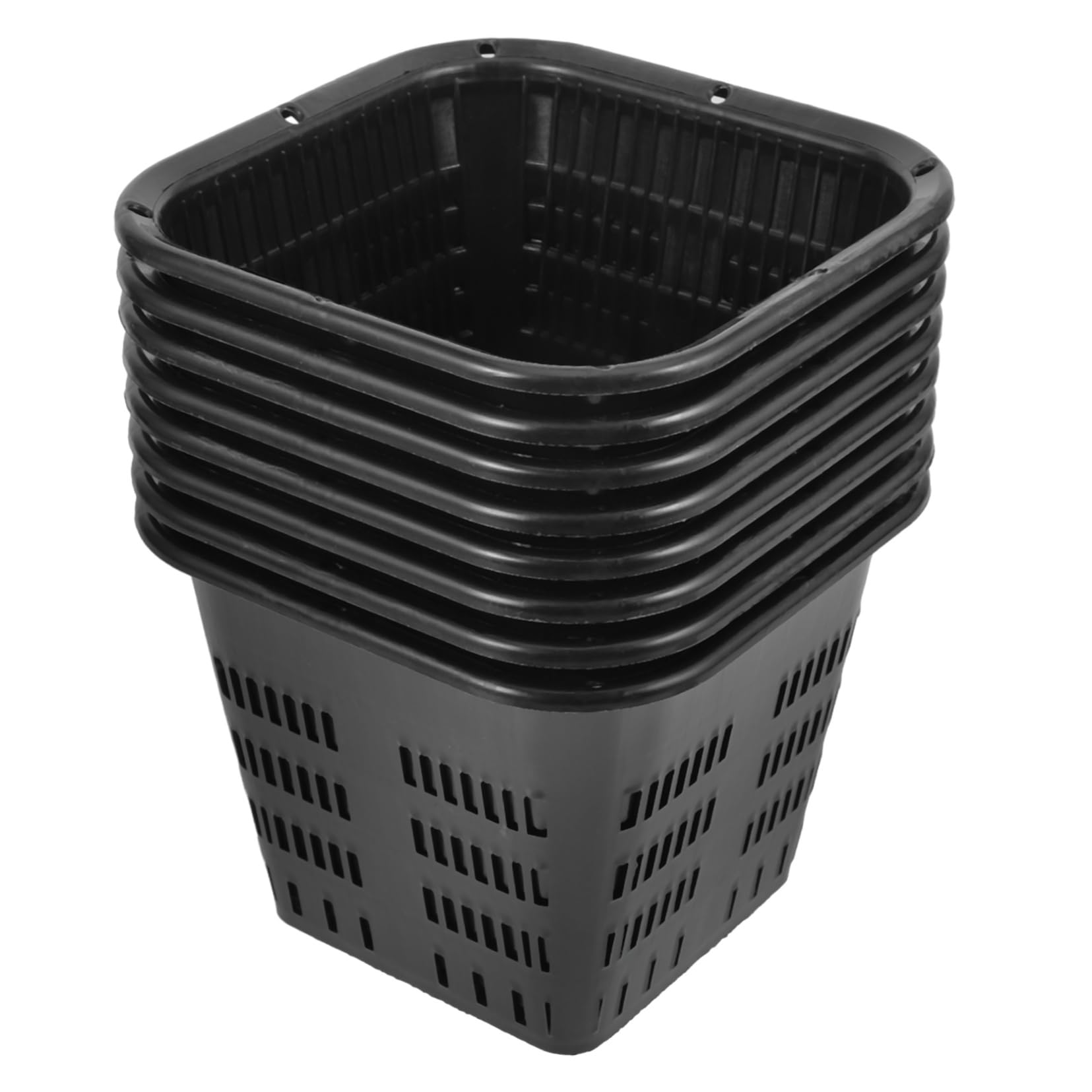 Pots hydroponiques en maille Mikikit 8pcs paniers en plastique noir réutilisables