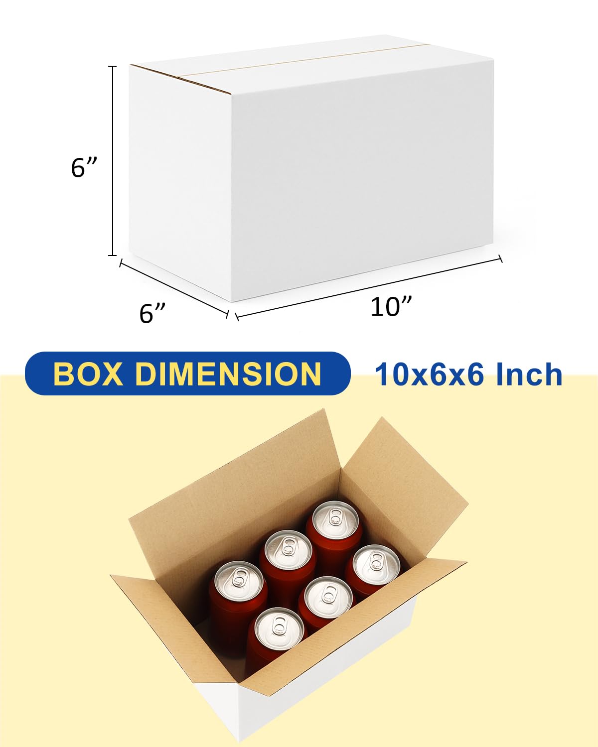 Kleine Versandkartons, 10 x 6 x 6 cm, Wellpappe, zum Verpacken von Kleinunternehmen, weiße Kartons, 40 Stück