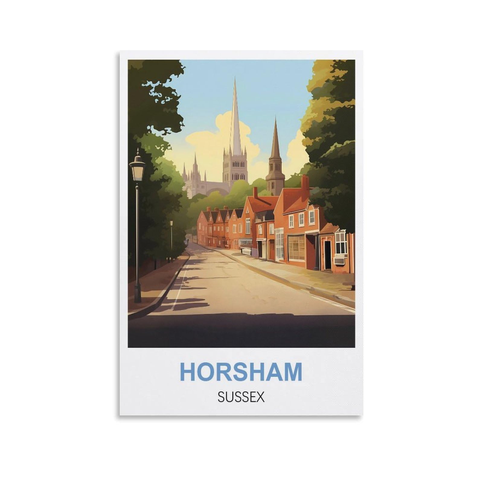 CTZIKWW Horsham Sussex Vintage Travel Posters 08x12inch(20x30cm) Canvas Art Prints Picture Wall Art Painting