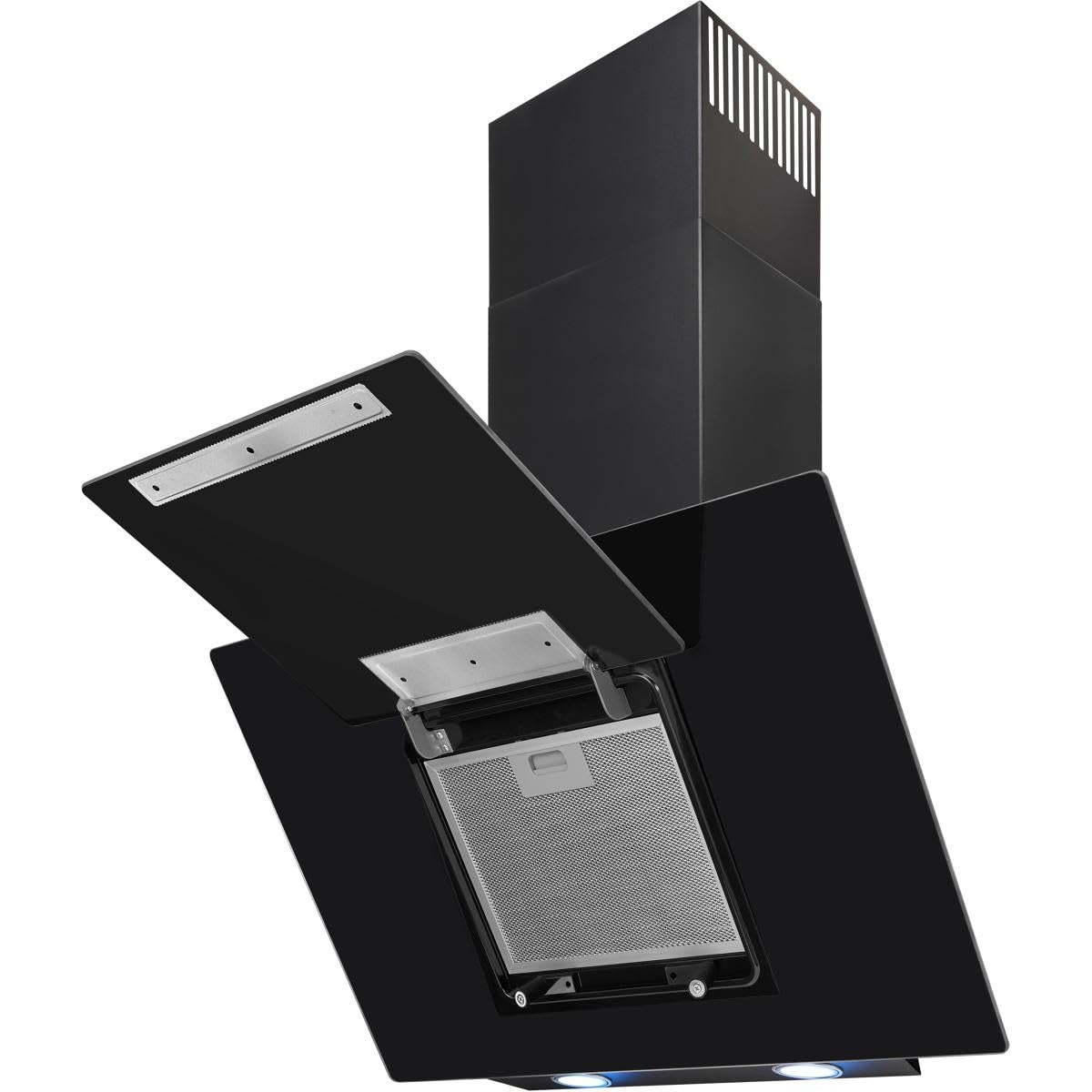 Exquisit® Campana Extractora Cocina, 80Cm, Capacidad de Extracción máx 350 [M³/h], Color Negro, Consumo 44 kWh/año, 3 Niveles de Potencia, Rumorosidad 66 dB(A).