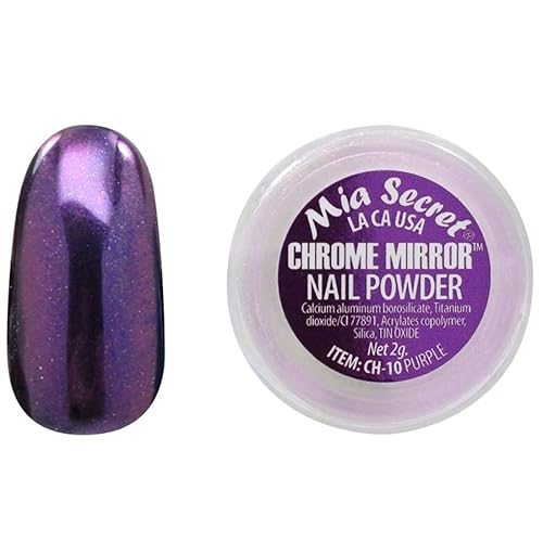 Mia Secret Polvo de uñas de espejo cromado la decoración original de uñas holográfica púrpura para uñas con efecto espejo Mia Secret Polvo de uñas de espejo cromado la decoración original de uñas holográfica púrpura para uñas con efecto espejo