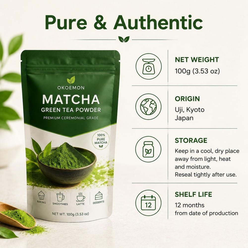 Czysty proszek Matcha, organiczny, do latte i pieczenia
