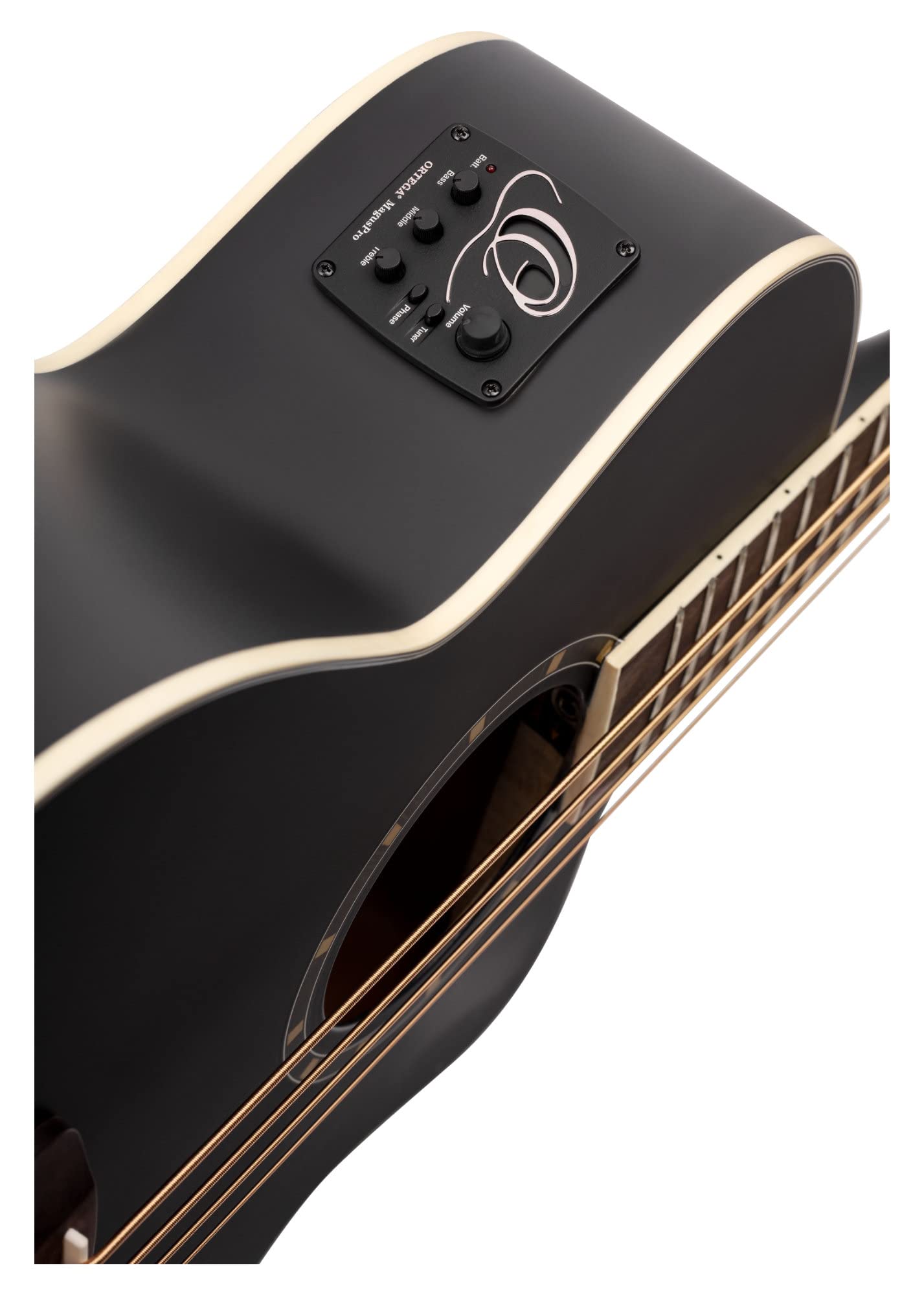 Ortega Guitars Deep Series E-Akustik Bass 4-Saitig - Fichte Schwarz | integrierter Preamp, Fichtendecke & Mahagoni-Korpus, Satin-Finish, mit Cutaway, D7CE-SBK-4