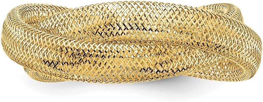 Diamond2Deal 14k Yellow Gold Twisted Woven Mesh Stretch Ring Size-7