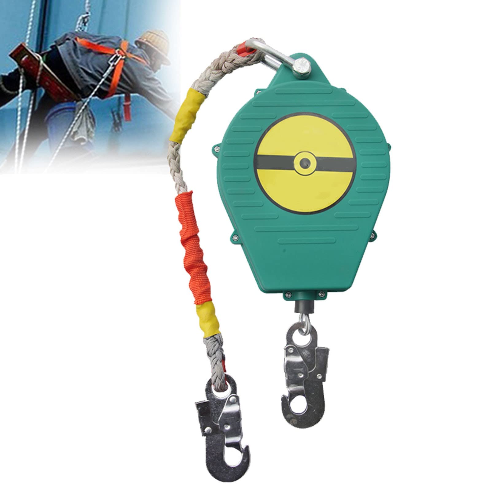 Anti-Chute a Rappel Automatique, Ligne Vie Auto-Rétractable Fall Restraint Device avec Corde de Sécurité Ignifuge pour Grimper et Elagage les Arbres, Petit et Portable, 150kg(Size:3m)