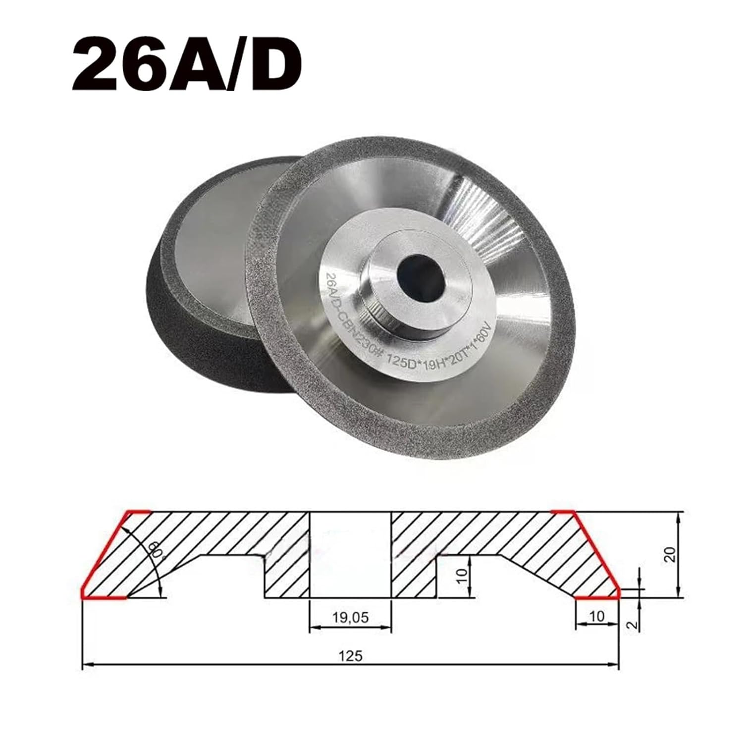 CBN Grinding Wheel 78-125mm,Drill Bit Sharpener Disc Circle Tools MR 13A 13B 20G,CBN for High Speed Steel,SDC for Tungsten Steel(26A D-CBN230)