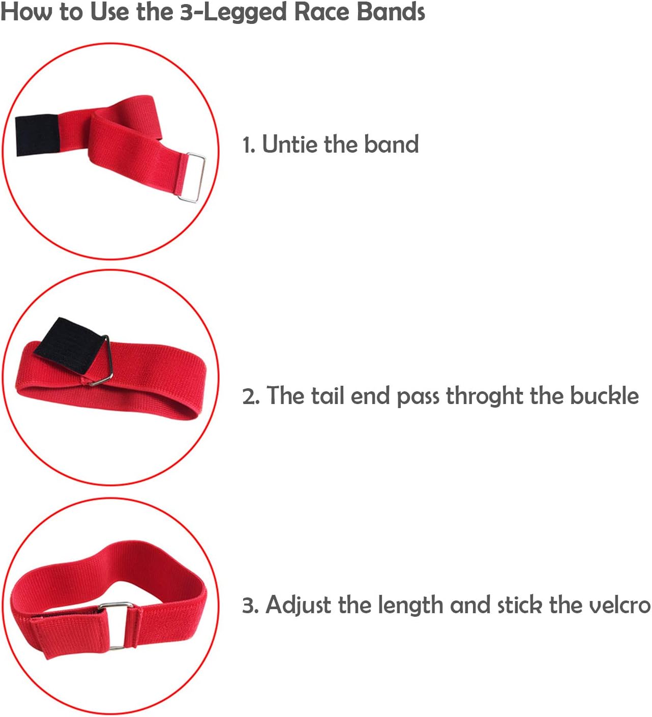 10 PCS 3 Legged Race Bands Three Legged Race Durable Firm Elastic Tie Rope Colorful 3 Leg Race Band for Kids Adult Outdoor Fun