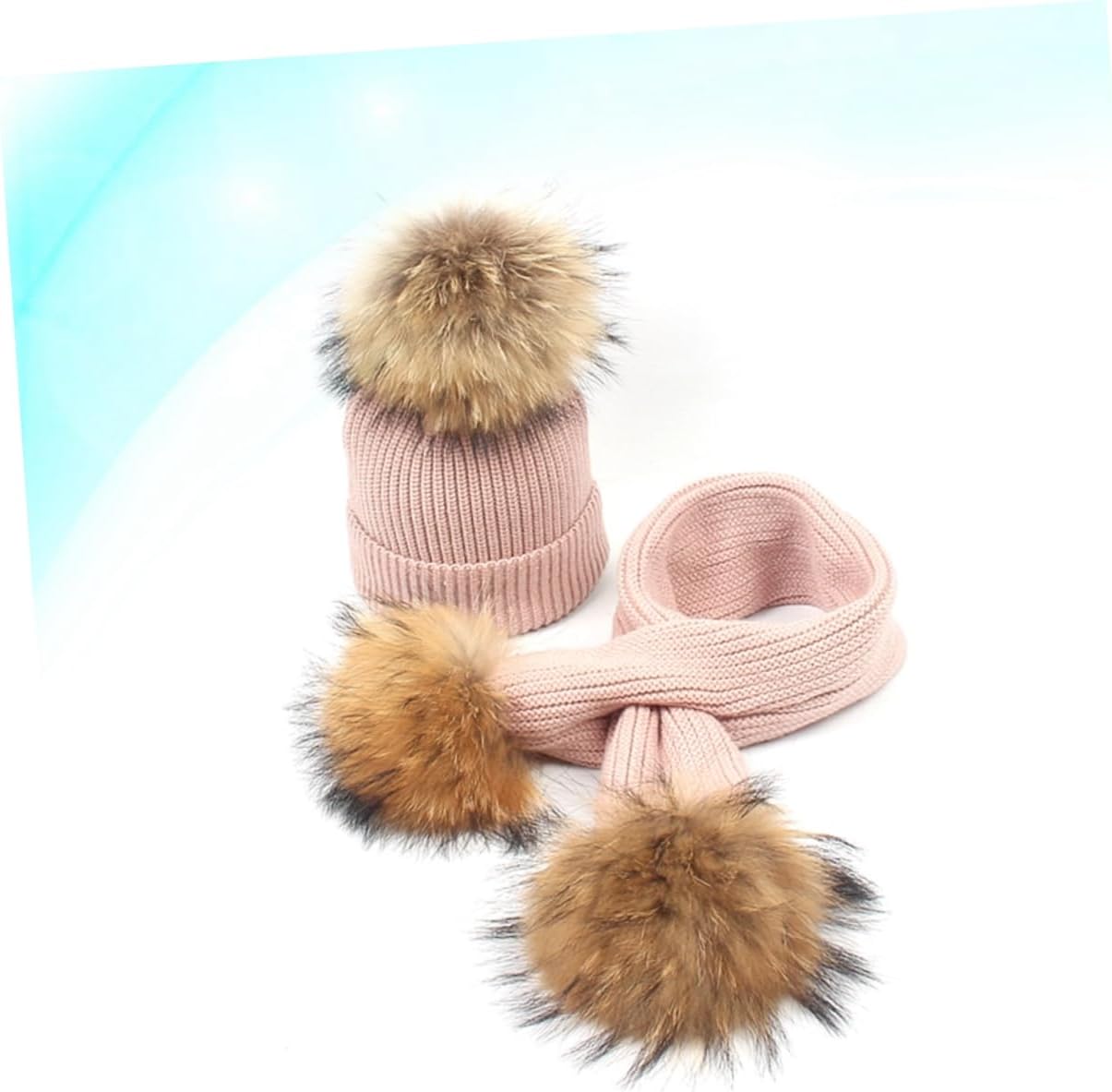 NOLITOY 2Pcs Hat and Scarf Set Warm Pink Scorpion Hair Ball Beanie for Boys Thickened Knit Winter Accessories for Outdoor Sports Activities