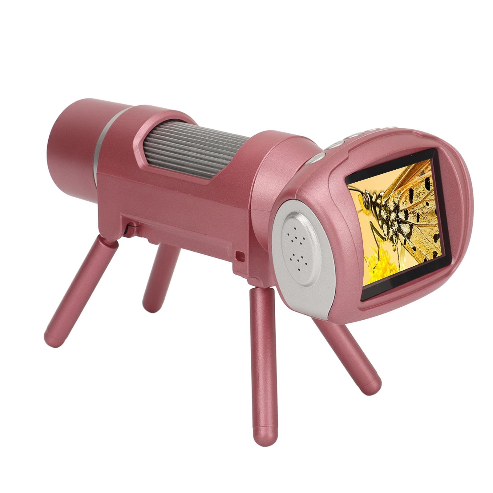 Haofy Microscopio de Bolsillo para Niños con Pantalla de 2 Pulgadas con Cámara de 40 MP y 8 Luces LED Ajustables para Exploración Científica en Casa (Pink)