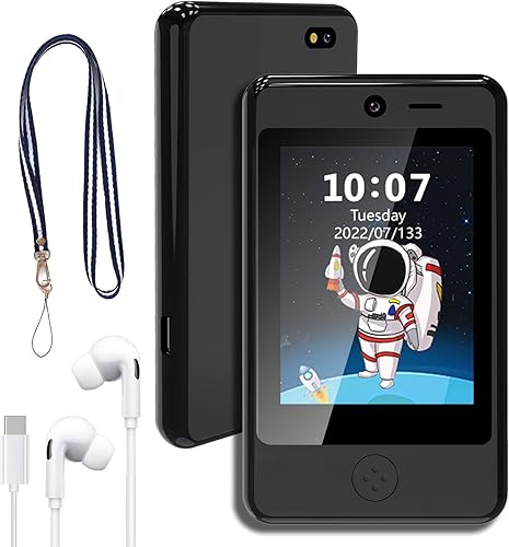 PTHTECHUS Juguete de teléfono para niños y niñas, pantalla táctil de 3.8 pulgadas, teléfono inteligente con cámaras divertidas, 16 juegos,