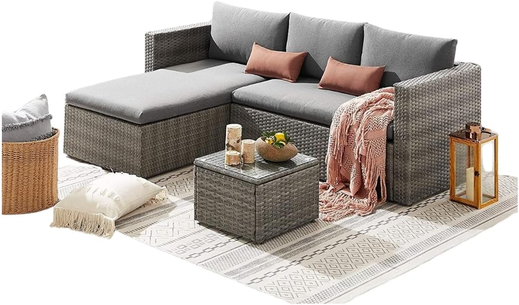 YAKOE 60016 Rattan 5Seater Garden Furniture Sofa Table Chairs Set