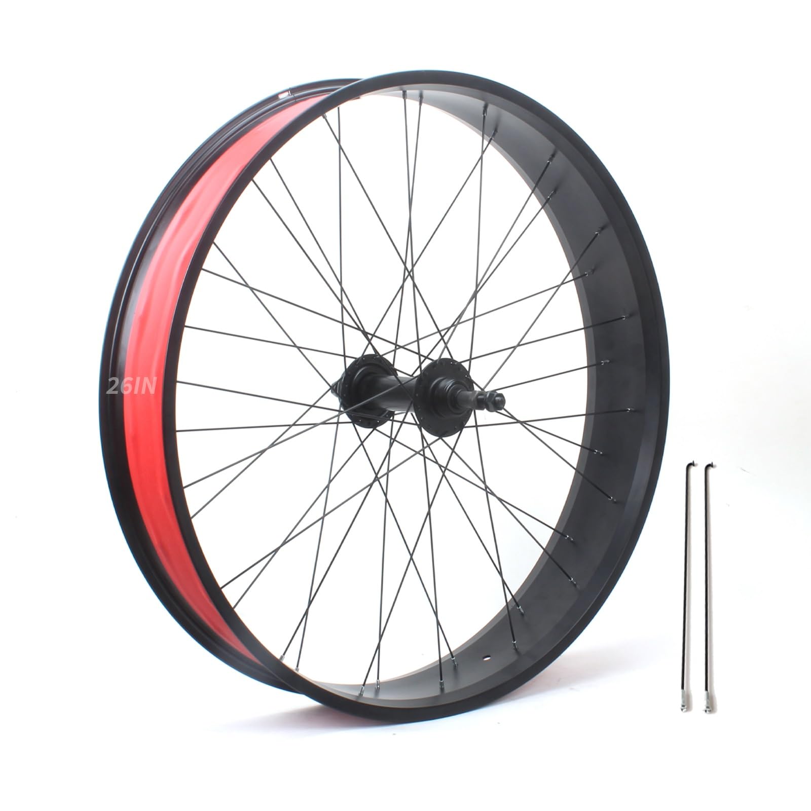 ZXGSXIOU 20in/24in/26in X 4.0" Fat Tire Bike Wheels Disc Brake Snow Front Rear Wheel Solid Shaft 135mm/195mm 36H Hubs Beach Wheelset For 7/8/9/10s Rotary Freewheel 14G Spokes E-Bike