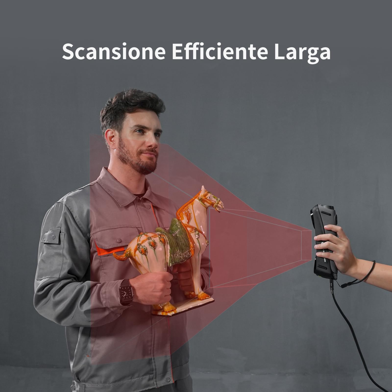 Creality Sermoon S1 Scanner 3D Professionale, Precisione Volumetrica 0.02mm, 90 FPS, 34 Laser Blu + 7 NIR + Luce Strutturata, Oggetti 5mm-4000mm, Ricostruzione 3D con Compatibile CAD/Stampa 3D