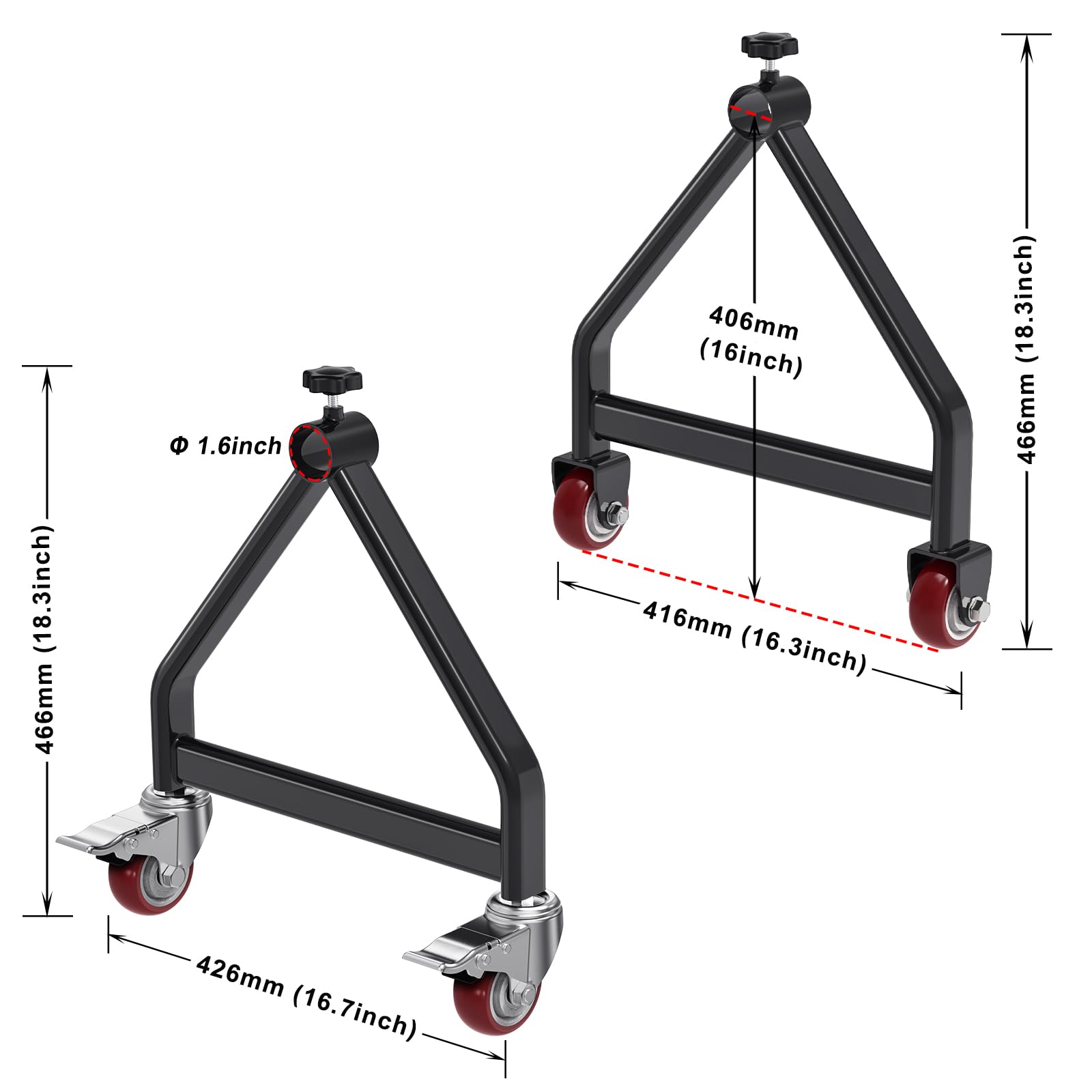 Support de bobine de fil portable, roulettes pivotantes avec frein, distributeur de fil métallique entièrement soudé pour bobines jusqu'à 71,1 cm de diamètre, capacité de 99,8 kg, noir