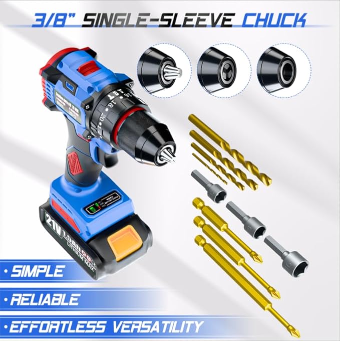 Taladro Inalámbrico 21V COOCAO con 2 Baterías y 32 Piezas miniatura 3