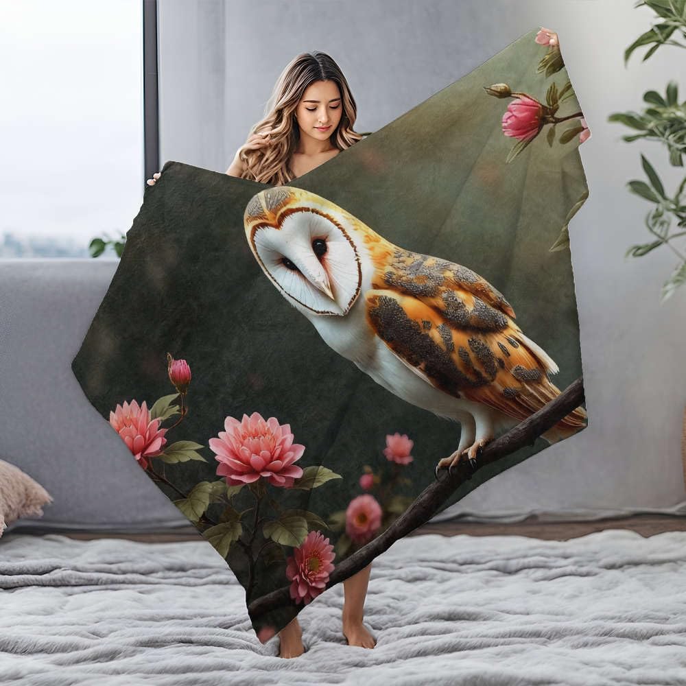 Couverture polaire chouette effraie contre le froid hivernal
