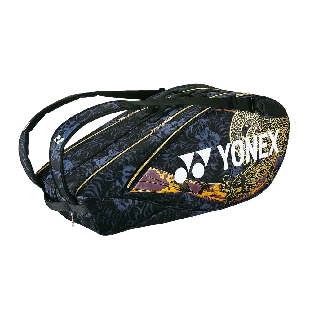 YONEX Osaka Pro 6 Sac de Raquette, Noir/Or, Bretelles Réglables, Compartiment Chaussures