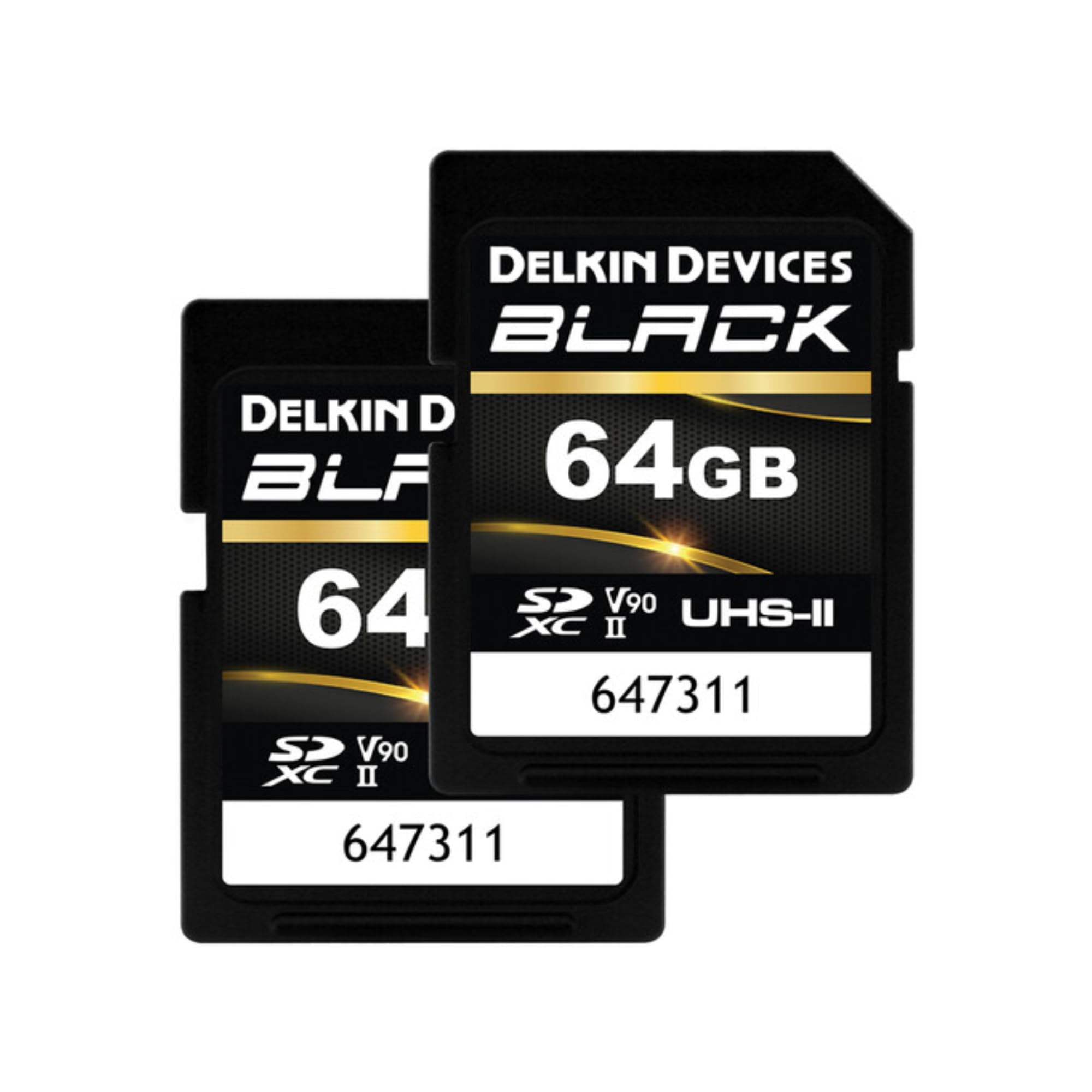 Delkin Devices Tarjeta de memoria SD SDXC UHS-II V90 de 64 GB negra (paquete de 2)