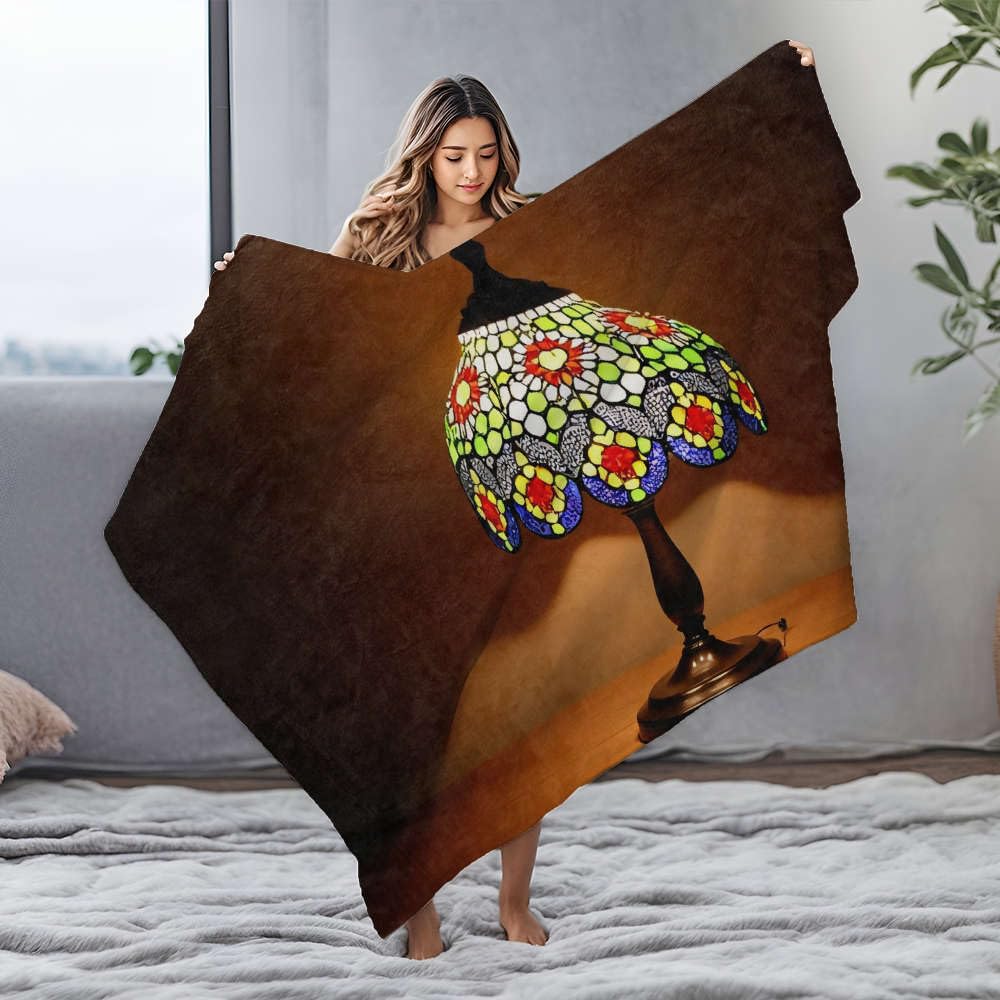 Couverture en flanelle motif lampe vitrail pour vos soirées lecture cocooning