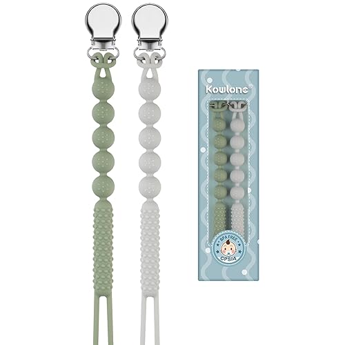 Clip de silicona para chupete para niños y niñas, clips de cadena, correas suaves y flexibles con textura, baby shower, cumpleaños, Navidad (cuarzo
