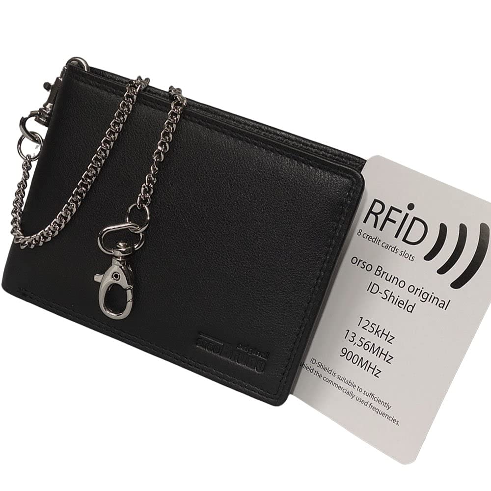 Cartera de cadena RFID, Negro , medium