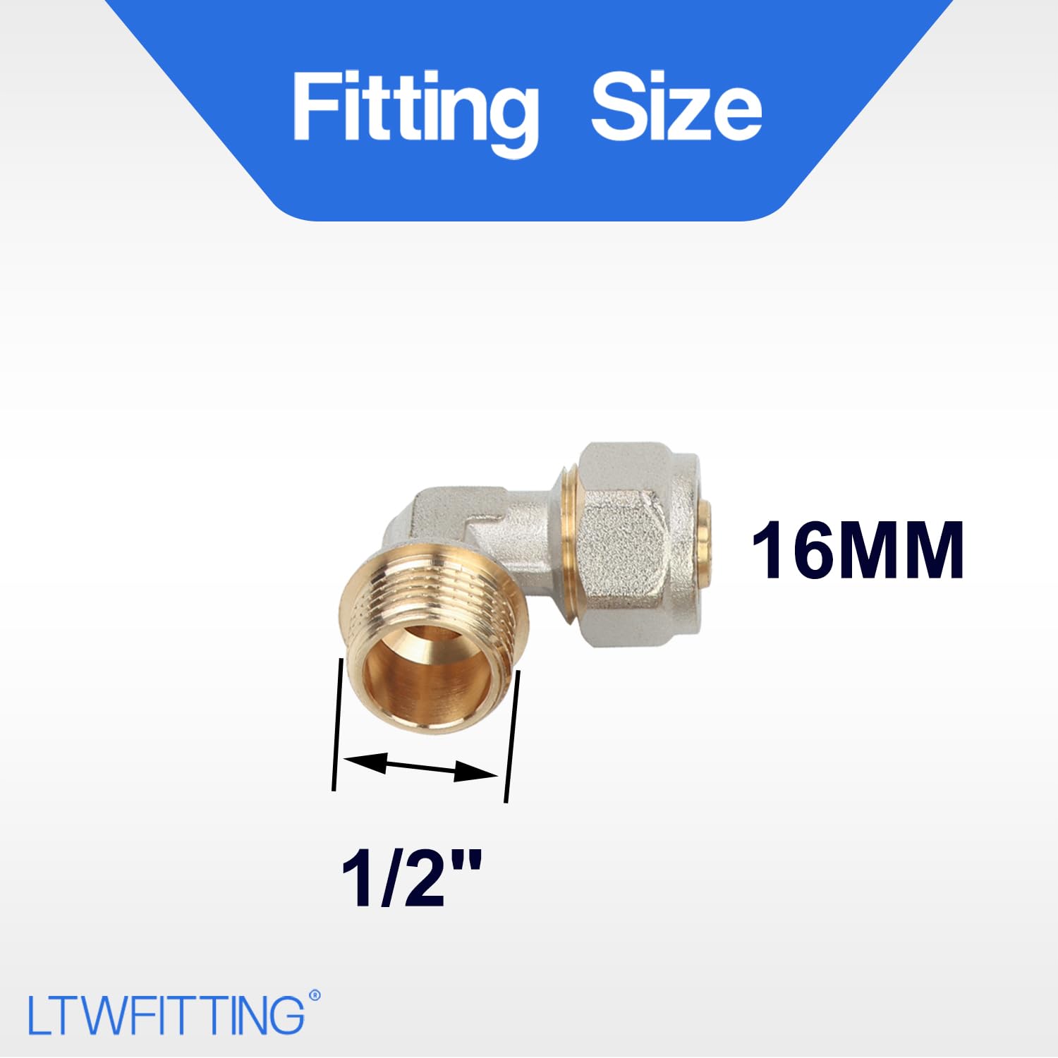 LTWFITTING Schraubfitting Winkel 90°mit 1/2" Aussengewinde für Aluverbundrohr 16mm(5 Stück)