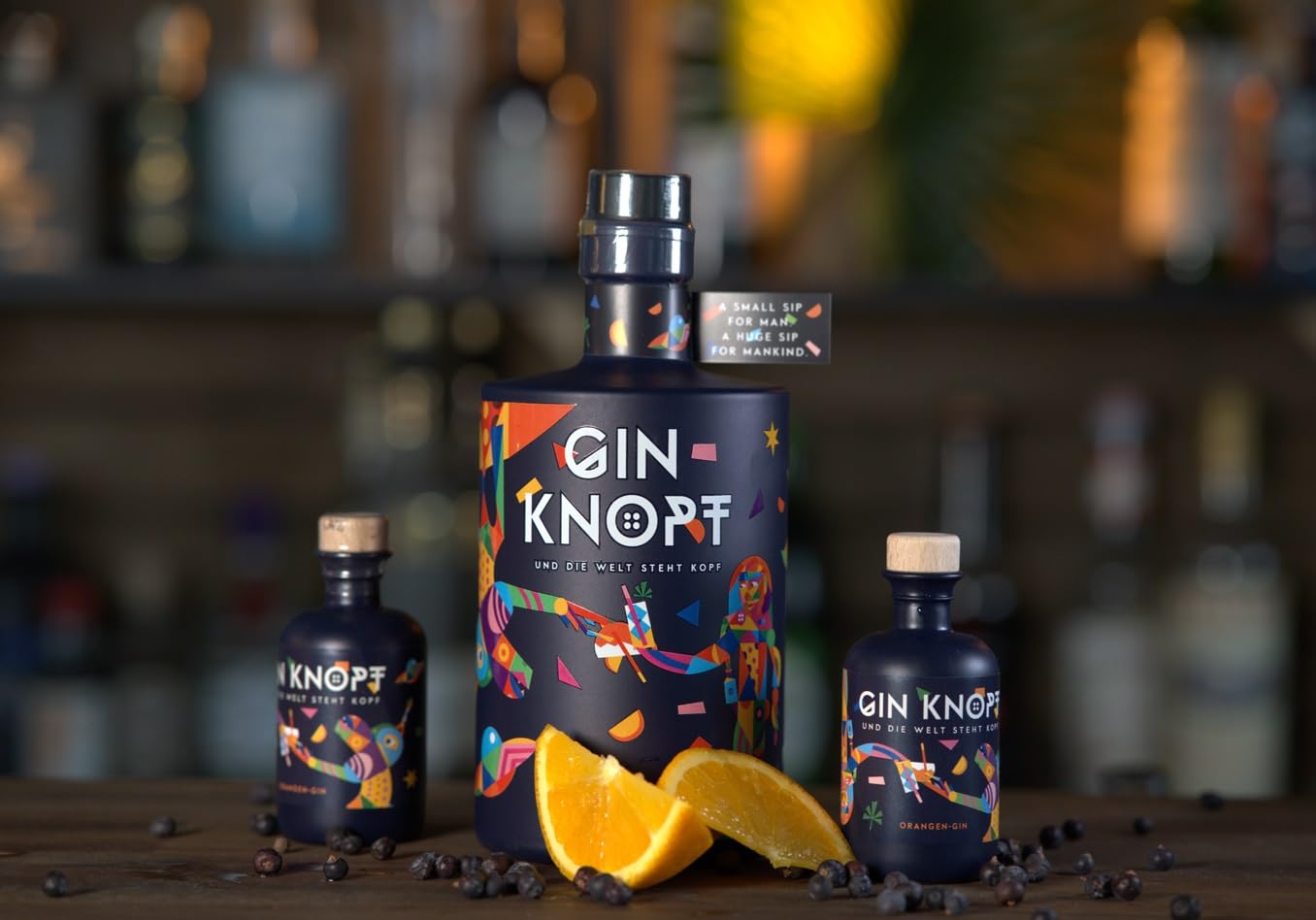 Gin Knopf | aus frischen Orangen und Käutern destilliert | einzigartiges Aroma | handcrafted Gin | 44% | 500ml