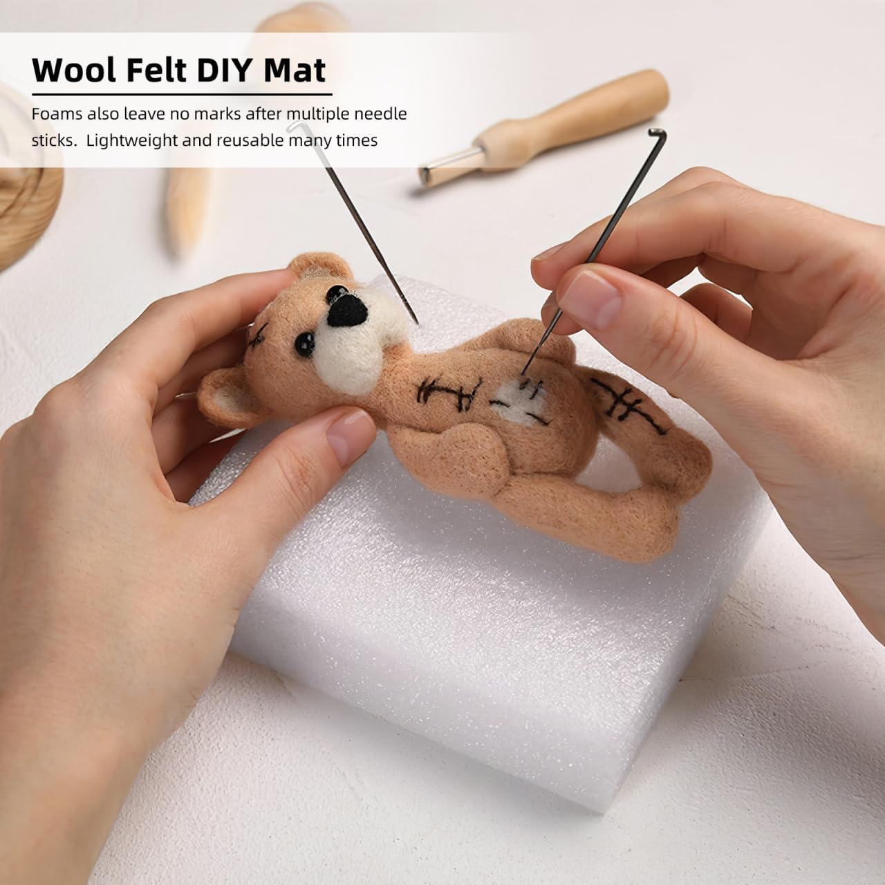 Alasum 6Pcs Needle Felting Foam Pads 7.87X5.90X1.18In White Wool Felt Working Mats Pin Cushion Flat Panels for DIY Needle Felting Crafts and Wool Projects