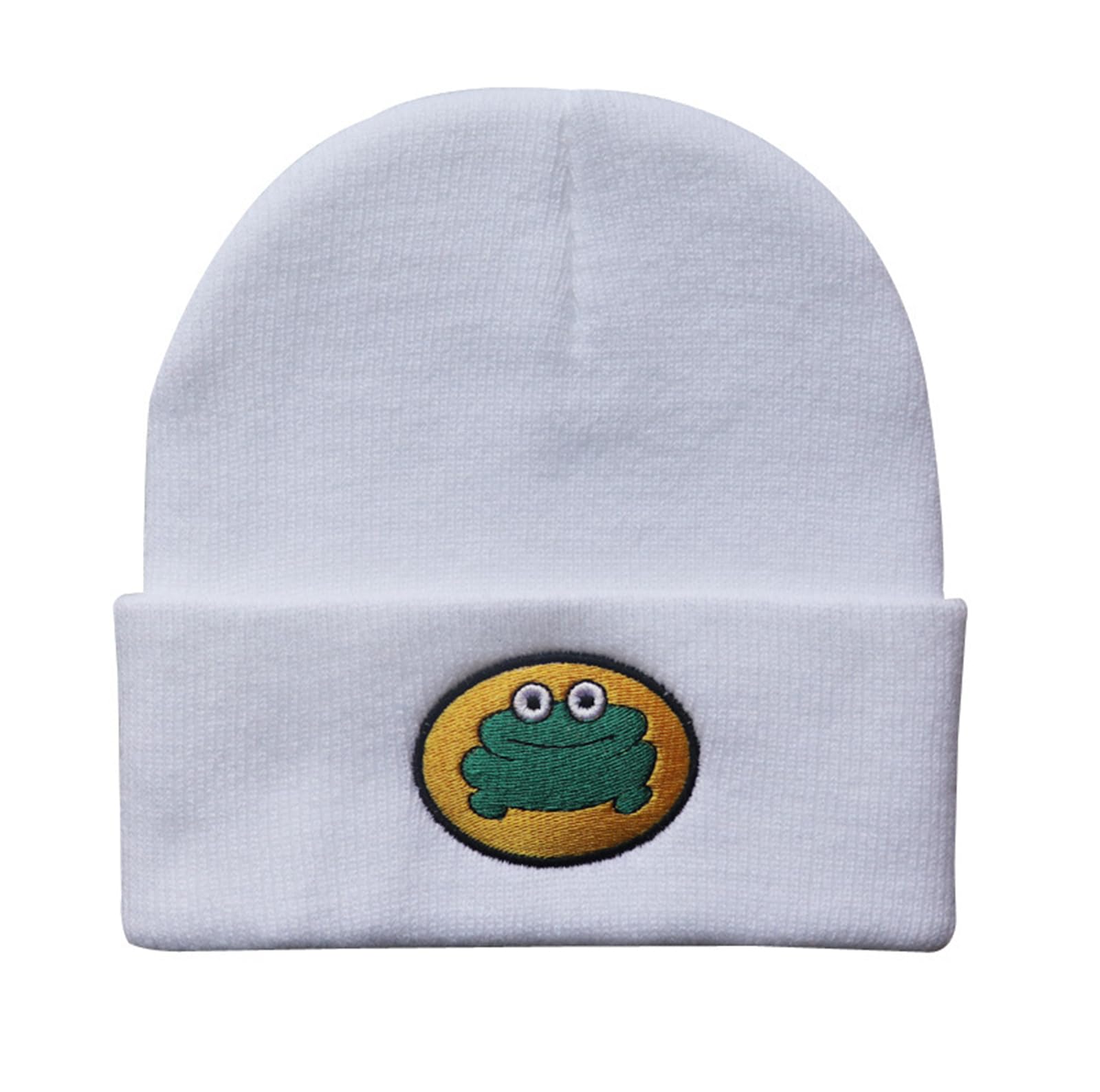 Cazdopam Women's White Cute Cartoon Tv Parappa The Rapper Frog Knitted Beanie Hats Unisex Fashion, 0
