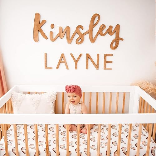 First + Middle Name Sign for Over The Crib Nursery Decor, Kids Room Decor or Baby Gift | 36" Wide or 42" Wide Options | Available Stained or Natural