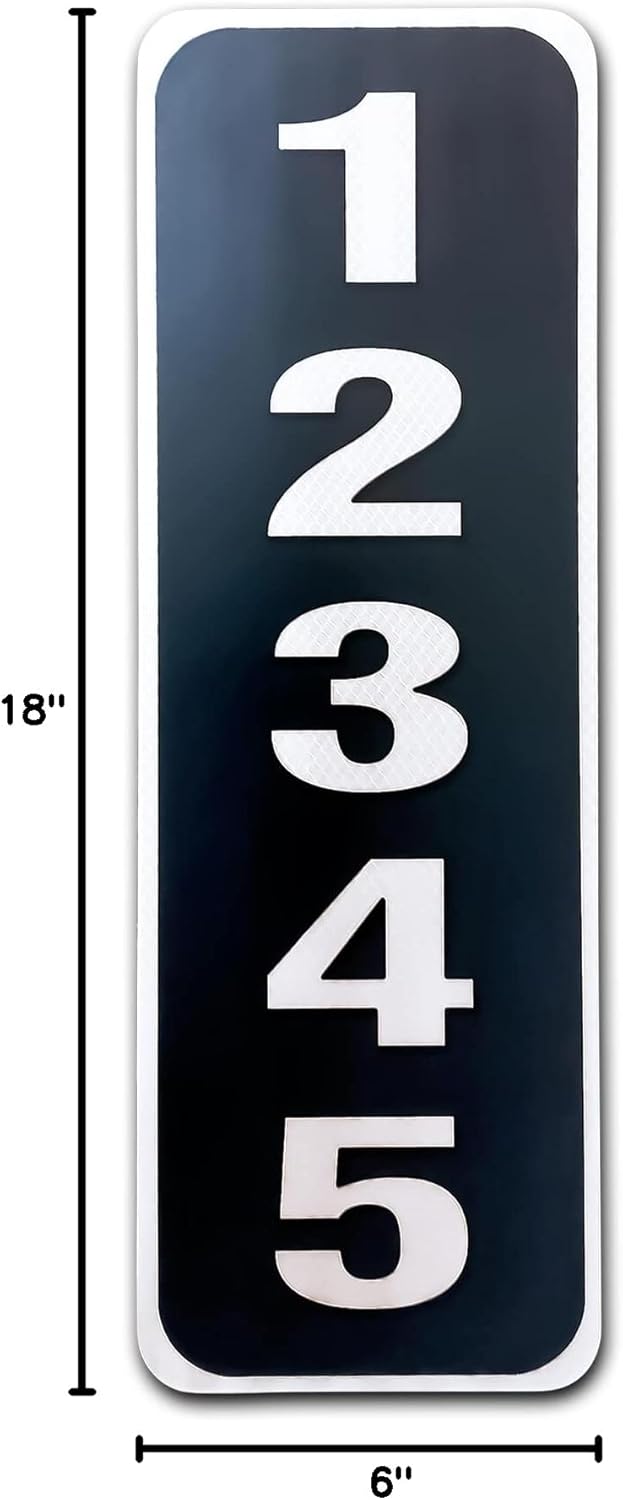 Reflective Customized house number Plaque – 911 UV Printed Address Sign Plate– Made in USA Pre-Drilled Address Plaques for Outside, Double Sided Vertical, Black