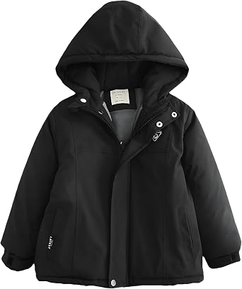 amropi Boys Jacket Hooded Parka Fleece Lined Coats Winter Warm Outerwear for 3-11 Years