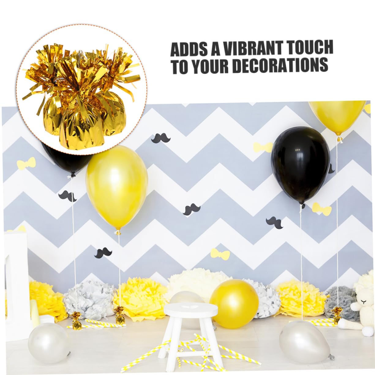 8 Stück Folienballongewichte Gold aus Pvc für Partydekoration und Hochzeit | Ballonzubehör im Eleganten Design, Stabile Gewichtblöcke für Heliumballons, Verhindert Wegfliegen