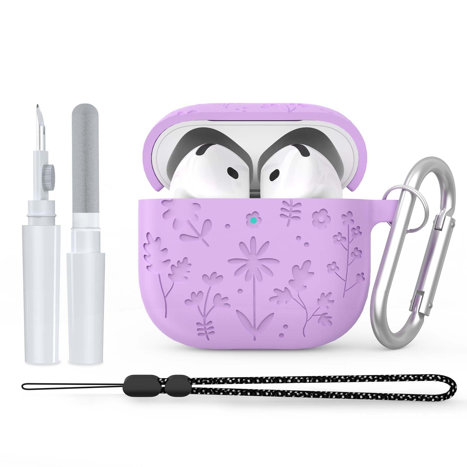 Amazon | Airpods 4用ケースカバー、花の刻印デザインAirPod 4ケース