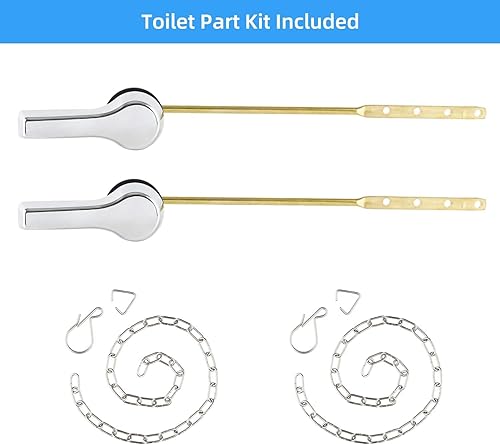 Miniatura 49 de Hygie Rinse Manija de inodoro de metal de 2 piezas, repuesto para manija de inodoro universal con cadenas de acero inoxidable, kit de reparación