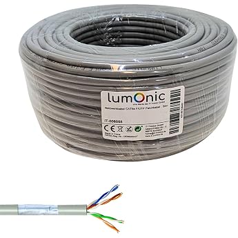 Lumonic 50m Network Cable CAT 5e F/UTP I CAT5e Cable Gigabit LAN Cable Ethernet Cable I Flexible Patch Cable Shielded for Indoor Use up to 100 MHz