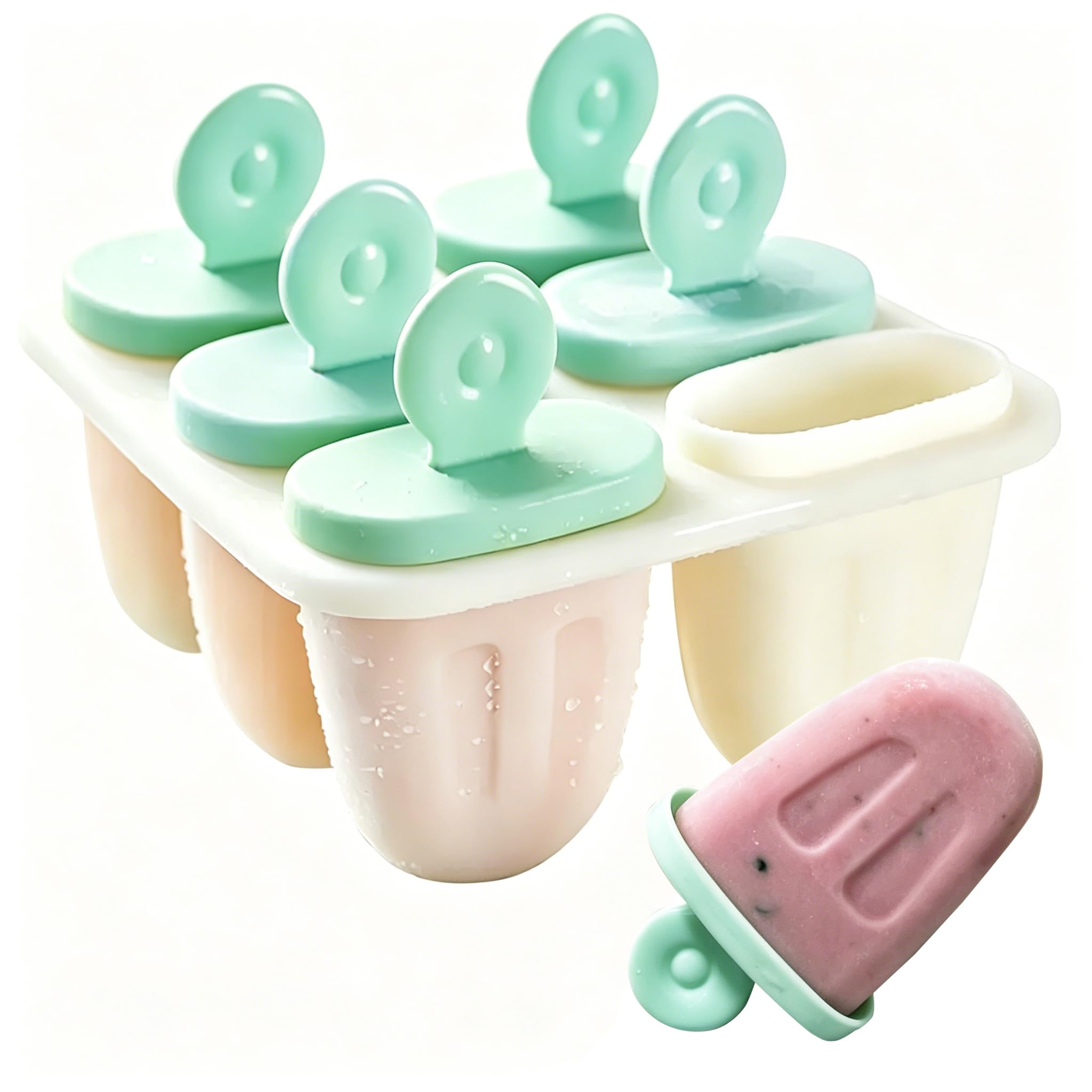 AdWon Ice Lolly Mould, 6 Cavity Silicone Ice Pop Moulds with Anti-Drip Sticks, Easy Release Reusable Small Ice Pop Maker for Portion Control & Tiny Hands