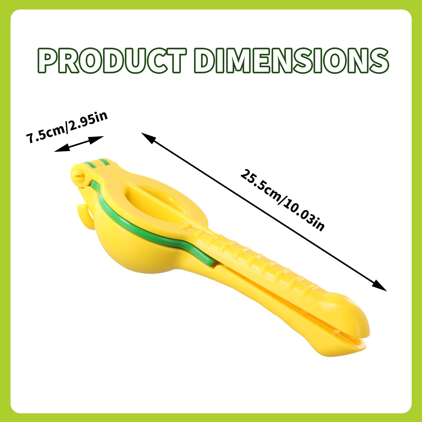 Exprimidor manual de limones 2 en 1 de plástico PP, apto para lavavajillas, con gancho para colgar, 25,5 cm