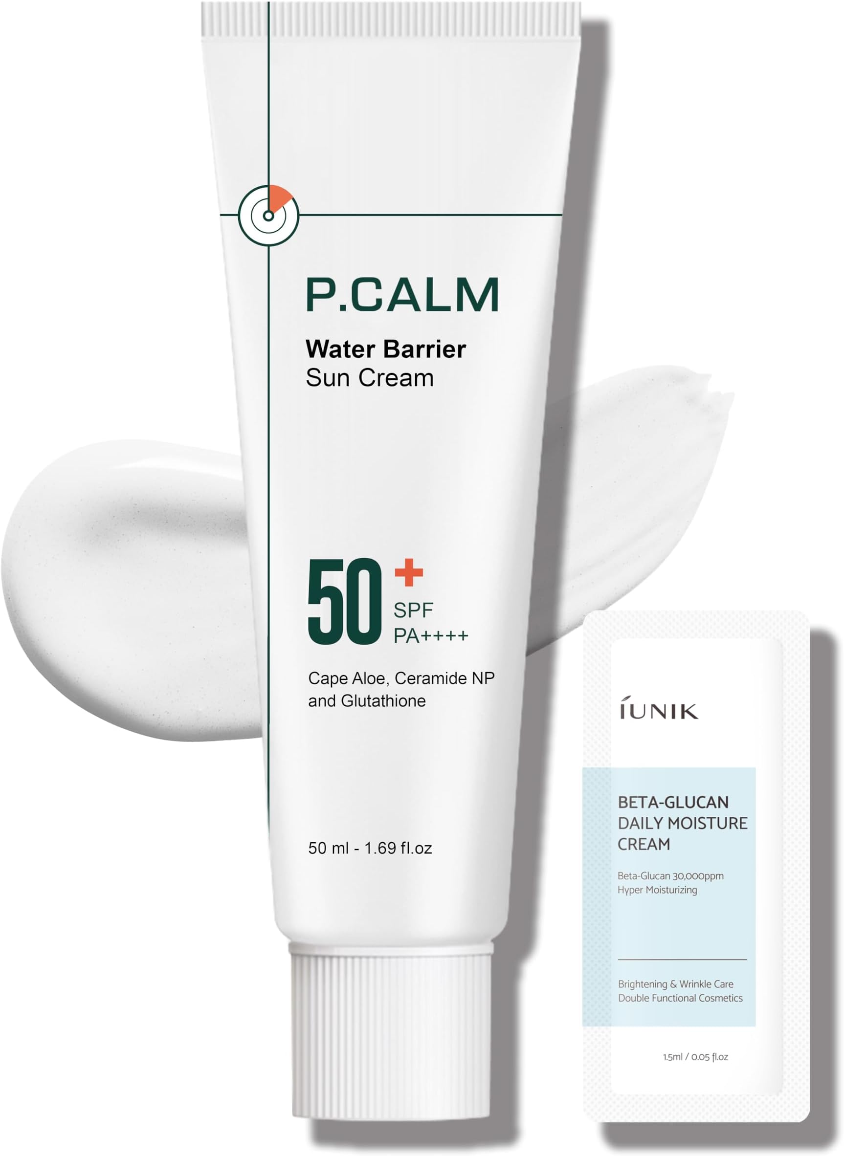 Water Barrier Moisturizing Sun Cream Matte-Finish No White Cast SPF 50+ PA++++ Vegan Calming Moisture Daily Sunscreen for Dry Oily Sensitive Skin Korean Skincare