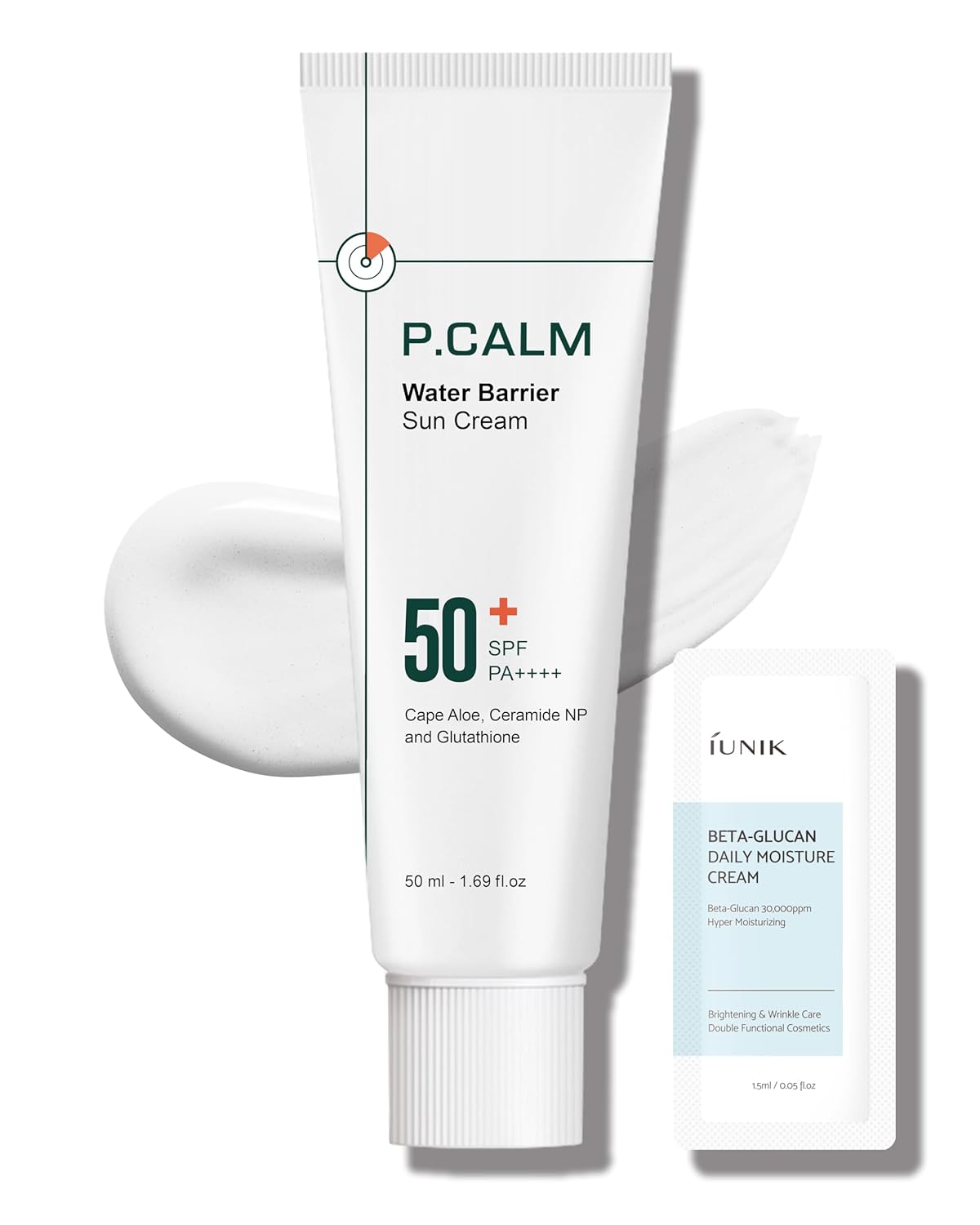 P.CALM Water Barrier Moisturizing Sun Cream Matte-Finish No White Cast SPF 50+ PA++++ Vegan Calming Moisture Daily Sunscreen for Dry Oily Sensitive Skin Korean Skincare