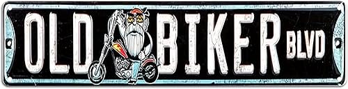 Vintage Old Biker Blvd Street Sign Metal Tin Sign Wall Decor for Home Bar Garage 16 x 4 Inches