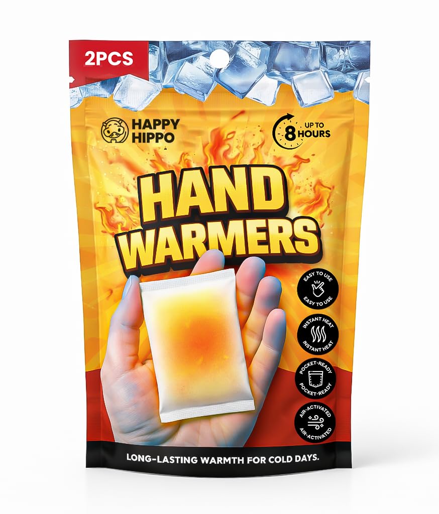 Hand Warmers, Lasts 8hrs, Heats Fast, 2-3 Min Activation, Heated Hand Warmers, Camping, Hiking, Skating, Skiing, Hunting, Fishing; Blizzards, Cold Winter or Summer Nights