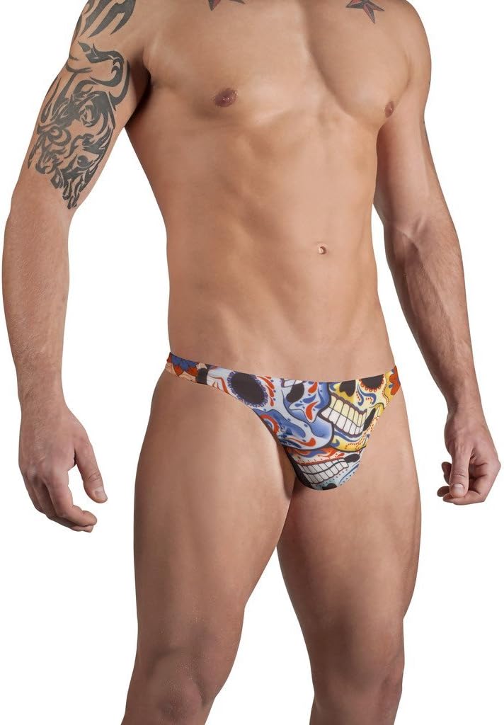Brand Men’s Swim Thong in Happy Skulls Print