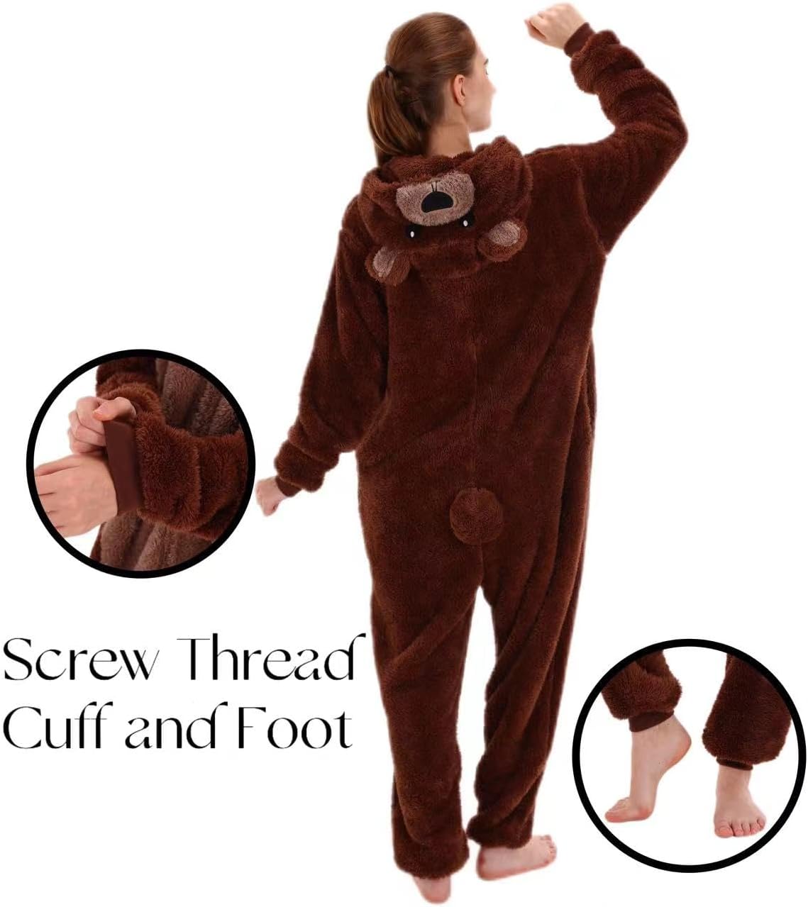 COSUSKET Snug Fit Unisex Adult Onesie Pajamas, Flannel Cosplay Animal One Piece Halloween Costume Sleepwear Homewear - Image 6