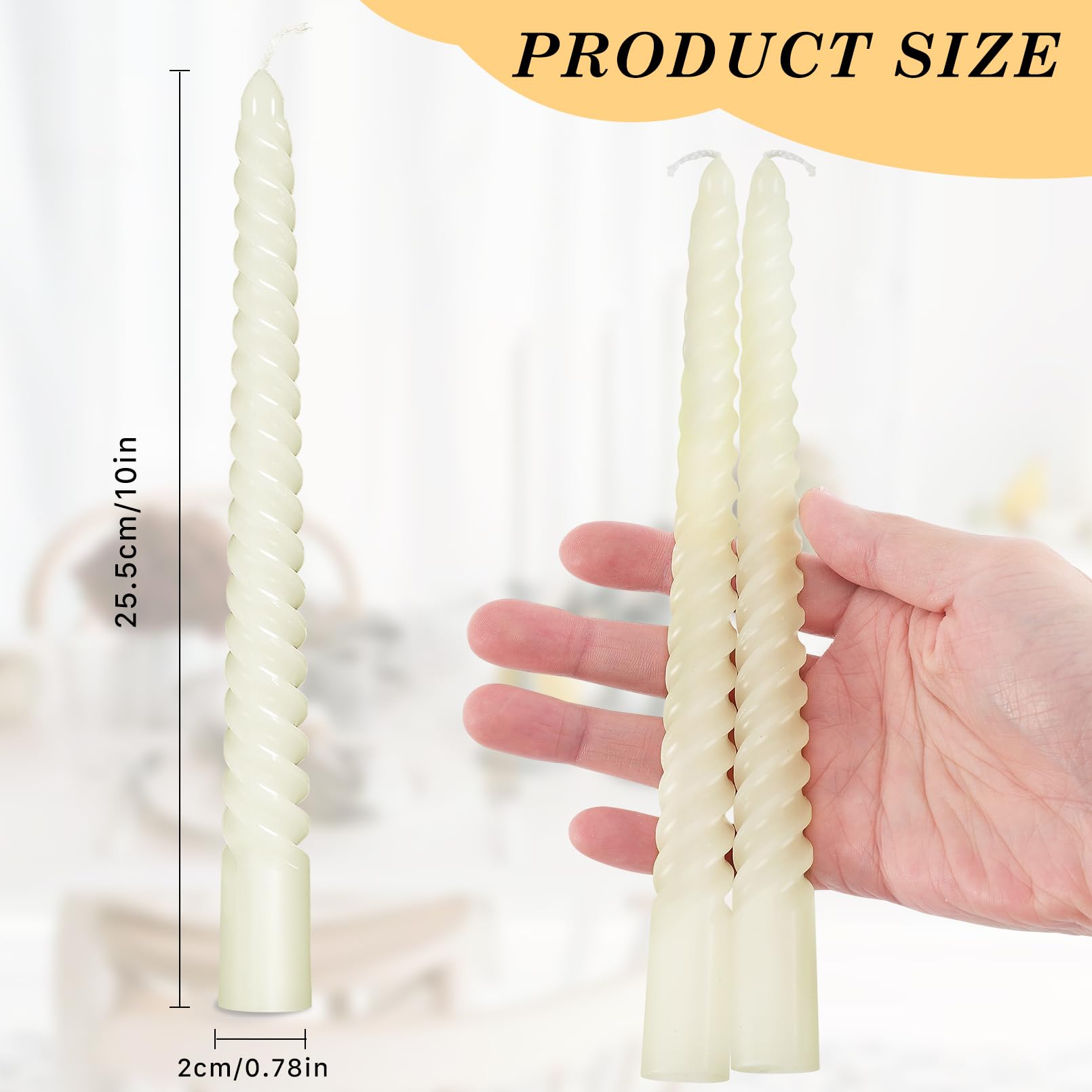 CACASO 8 PCS Spiral Taper Candles,10 Inch White Spiral Candle,Twisted Taper Candles,Dripless Twisted Candles,Long Candle Sticks for Dinner Wedding Party,8PCS Spiral Taper Candles