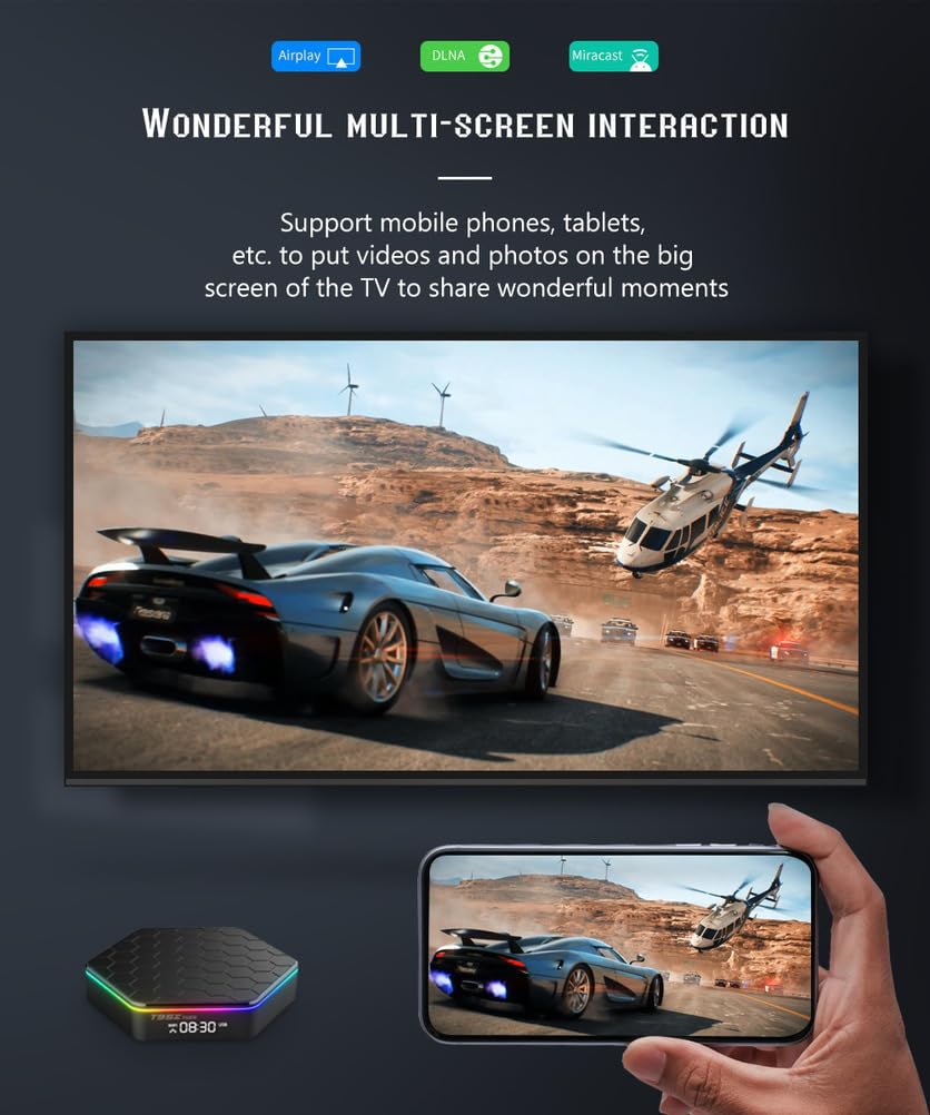 CHROX Box T95Z Plus Android 12.0, H618 2.0Ghz 64-Bit Quad-Core Cortex-A55 Mali-G310 GPU Supporto 2.4/5.0Ghz WIFI6 BT5.0 100M Ethernet 8K 1080P HDR10+ HDMI 2.1 H.265,4gb+32gb