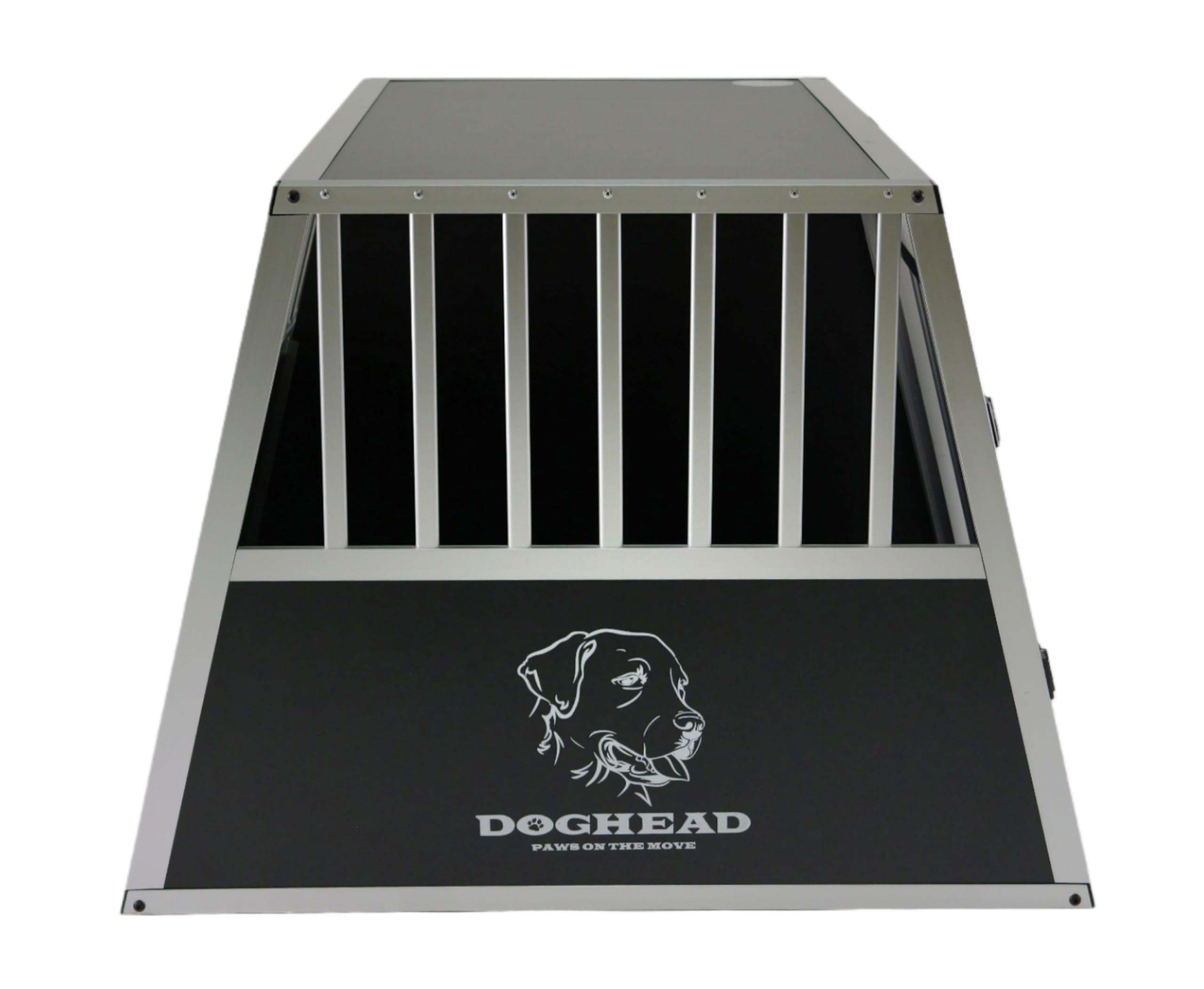 DOGHEAD Caisse de transport pour chien en aluminium - Double 95 x 85 x 63 cm DG - Biseauté des deux côtés - Ecoline - Noir/argenté - Ne convient pas pour les breaks